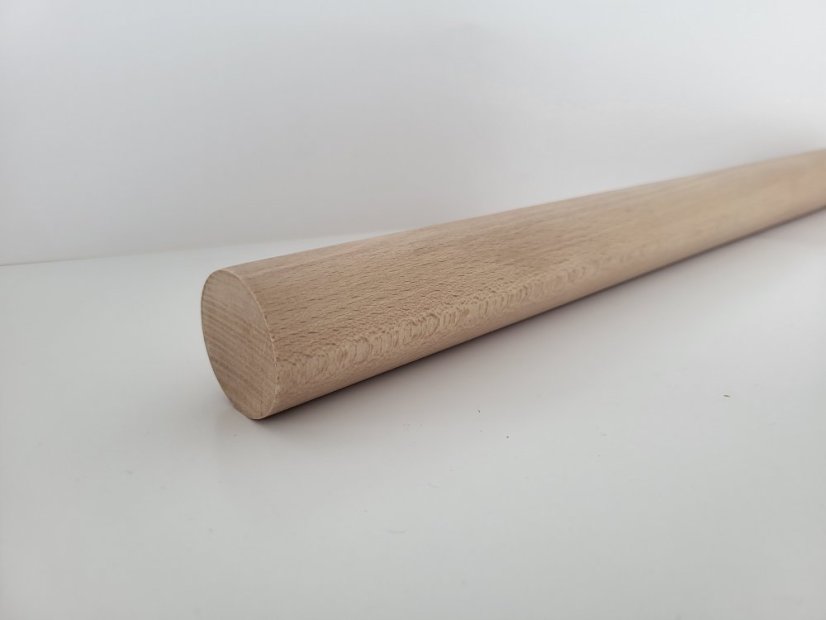Handlauf Rund - individuelle Länge - Holz: Buche, Rundhandlauf Größe: 38mm - am häufigsten bestellt, Behandlungen: Lack farblos