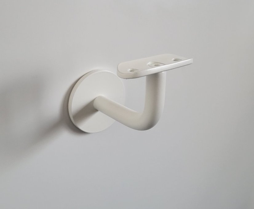 Handlaufhalter Edelstahl - Rund - Weißer Lack