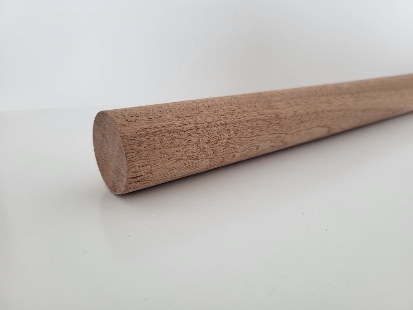 Handlauf Rund - individuelle Länge - Holz: Mahagon, Rundhandlauf Größe: 38mm - am häufigsten bestellt, Behandlungen: Ohne Behandlung