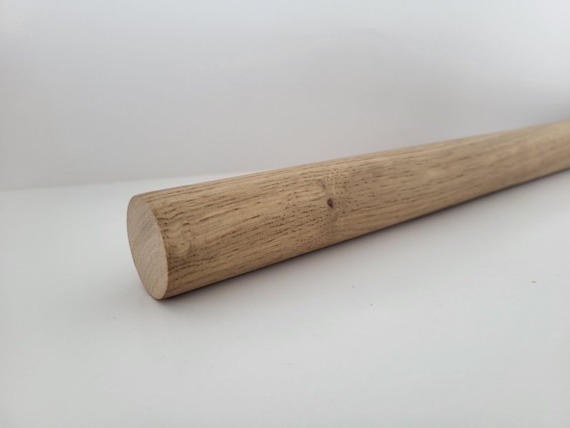 Handlauf Rund - individuelle Länge - Holz: Eiche, Rundhandlauf Größe: 38mm - am häufigsten bestellt, Behandlungen: Lack farblos