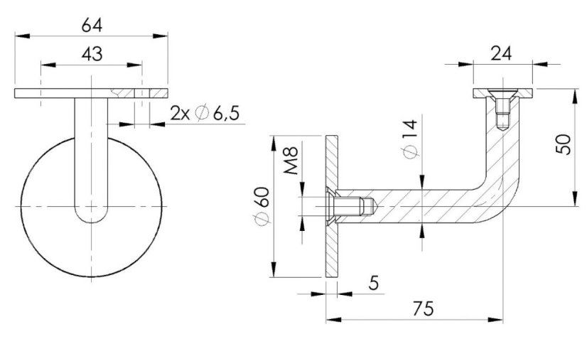 Držiak madla nerezový plochý - biely lak
